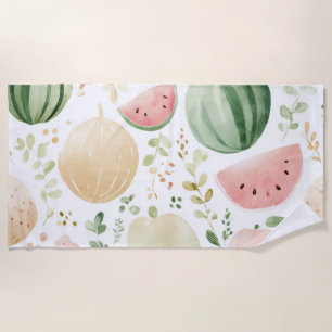 Serviette De Plage Pastèque Rose Verte Fruits Tropicaux Mignons