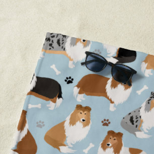 Serviette De Plage Pâtes et os de collie rugueux