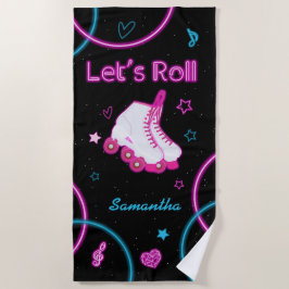 Serviette De Plage Patinage à rouleaux Neon Llow Roll Girl