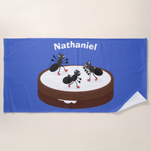 Serviette De Plage Patinage sur glace de fourmis joyeuses sur dessin 