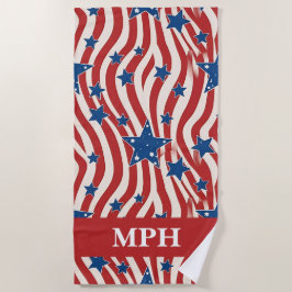 Serviette de plage patriotique avec monogramme per