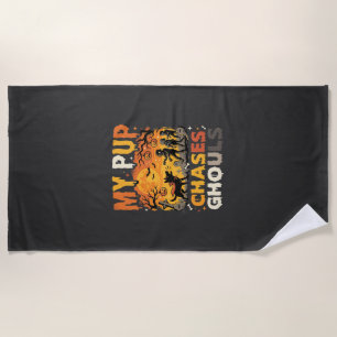 Serviette De Plage Patrouille du cimetière de chiens d'Halloween