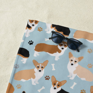 Serviette De Plage Patrouilles et os de Chiens de Corgi