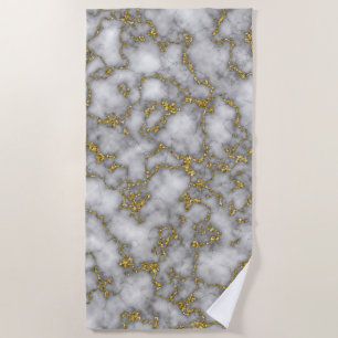 Serviette De Plage Pattern de Chic White Gold Foil