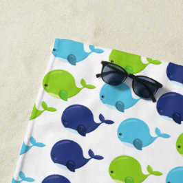 Serviette De Plage Pattern of Whales, Cute Whales, Sea Animals