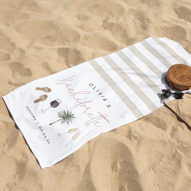 Serviette De Plage Pays du Vin Fête de Bachelorette Personnalisée (Créateur téléchargé)