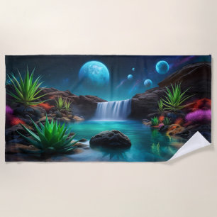 Serviette De Plage Paysage Alien Lunes de cascade
