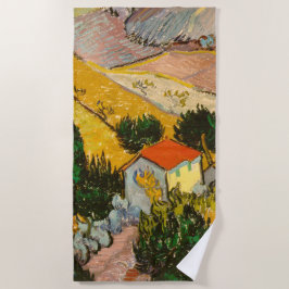 Serviette De Plage Paysage avec Maison et PloughmaVincent van Gogh