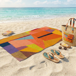 Serviette De Plage Paysage de montagne chaud abstrait géométrique vin