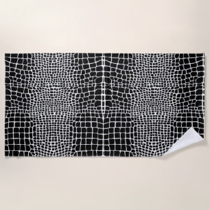 Serviette De Plage peau de serpent d'animal en cuir noir