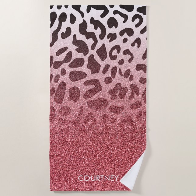 Serviette De Plage Peau léopard de Parties scintillant rose (Devant)