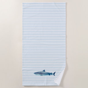 Serviette De Plage Peinture à rayures bleu marine de requin