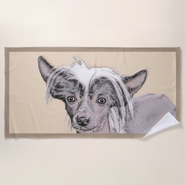 Serviette De Plage Peinture Chinoise sans cheveux peint art original  (Devant)