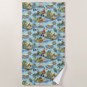 Serviette De Plage Peinture de vie d'un pirate par style numérique