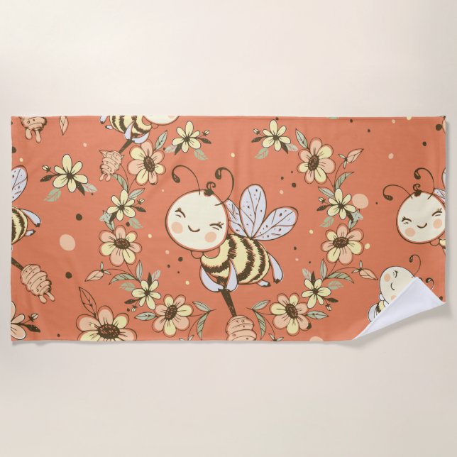Serviette De Plage Peinture des abeilles (Devant)