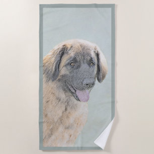 Serviette De Plage Peinture Leonberger - Joli art original chien
