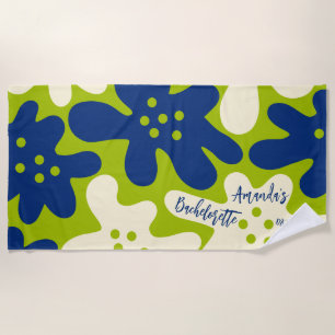 Serviette De Plage Peinture personnalisée Bachelorette bleue et verte