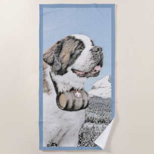 Serviette De Plage Peinture Saint Bernard - Cute Original Chien Art