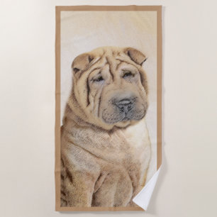 Serviette De Plage Peinture Shar Pei - Cute Original Chien Art