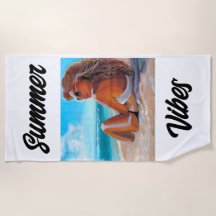 SERVIETTE DE PLAGE PEINTURE UNIQUE PEINTURE FILLE