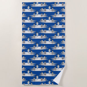 Serviette de plage Penguin Iceberg Party (Bleu)