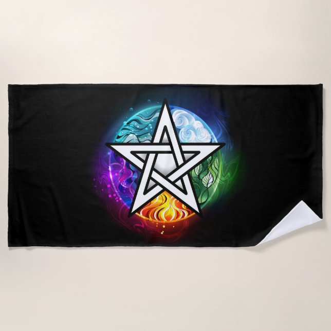 Serviette De Plage pentagramme du Wiccan (Devant)