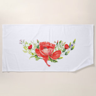 Serviette De Plage Pépites rouges aquarelle