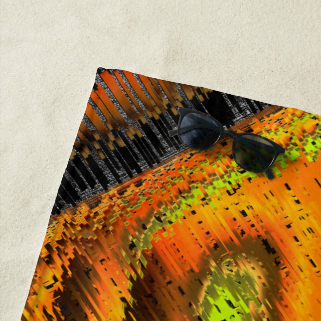 Serviette De Plage Pequeno mosaico amarelado transversal e deformado (En situation)