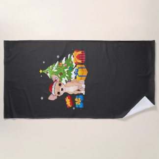 Serviette De Plage Père Noël drôle Chihuahua Chien Sapin de Noël Cade