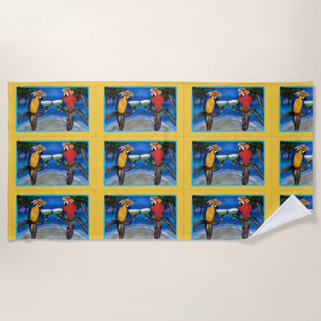 Serviette De Plage Perroquets de Fête (Devant)