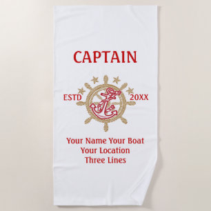Serviette De Plage Personalized Captain First Mate Skipper Crew on a