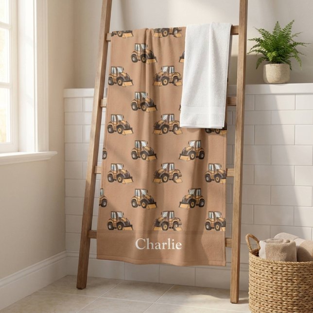 Serviette De Plage Personalized Front Loader Truck Kids (Créateur téléchargé)