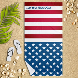 Serviette De Plage Personalized US Flag
