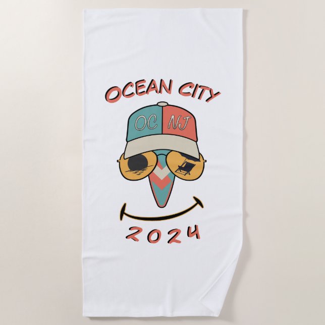 Serviette De Plage Personnalisable Ocean City 2024 (Devant)