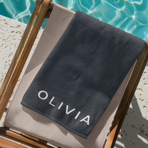 Serviette De Plage Personnalisé Bleu Charbon Personnalisé