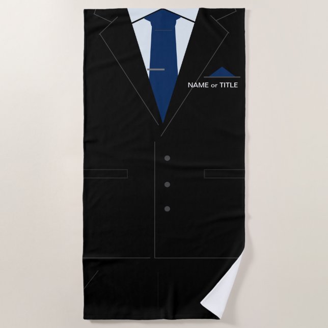 Serviette De Plage Personnalisé Funny Beach Towel Entreprise Black Co (Devant)