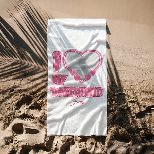 Serviette De Plage Personnalisé J'aime mon petit ami – Ajouter une ph