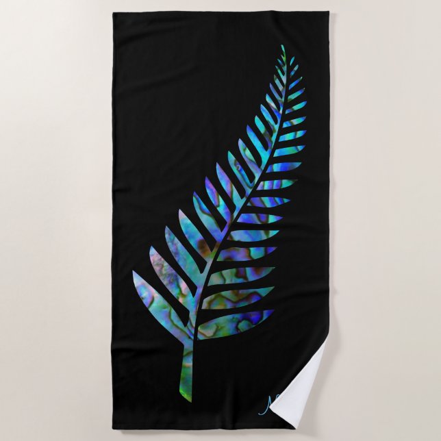 SERVIETTE DE PLAGE PERSONNALISÉ NOUVELLE-ZÉLANDE FERN PAUA (Devant)