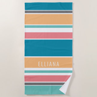 Serviette De Plage Personnalisé Turquoise Bleu Jaune Bleu Rose Blancs