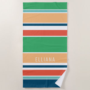 Serviette De Plage Personnalisé Turquoise Bleu Vert Orange Jaune Bleu