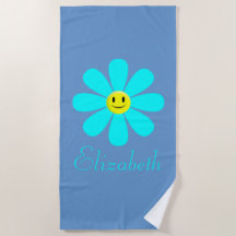 Serviette de plage personnalisée à fleurs Aqua Hap