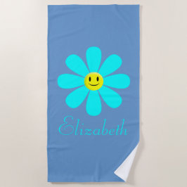 Serviette de plage personnalisée à fleurs Aqua Hap