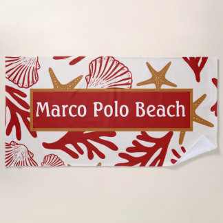 Serviette de plage personnalisée aux coquillages c