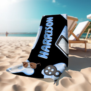Serviette de plage personnalisée bleu aquarelle po