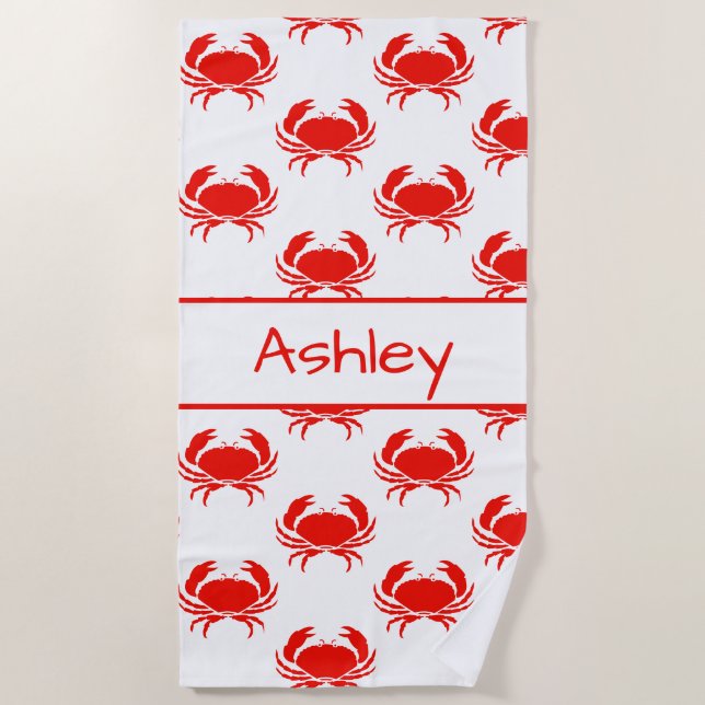 Serviette de plage personnalisée de crabe (Devant)