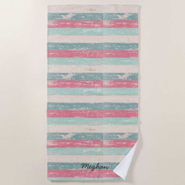 Serviette de plage personnalisée en tôle de bois (Devant)
