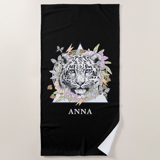 Serviette de plage personnalisée Nom personnalisé  (Devant)