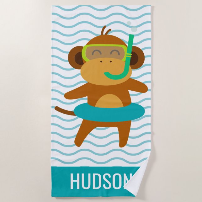 Serviette de plage personnalisée pour le singe de  (Devant)