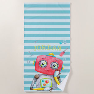 Serviette de plage personnalisée Robot Mignon
