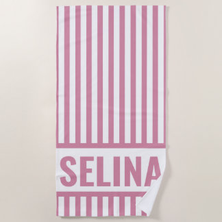 Serviette de plage personnalisée Stripe Monogramme